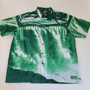 Vintage Pelle Pelle Green Men's XL Button Up Shirt Marc Buchanan Rare 90's Y2K